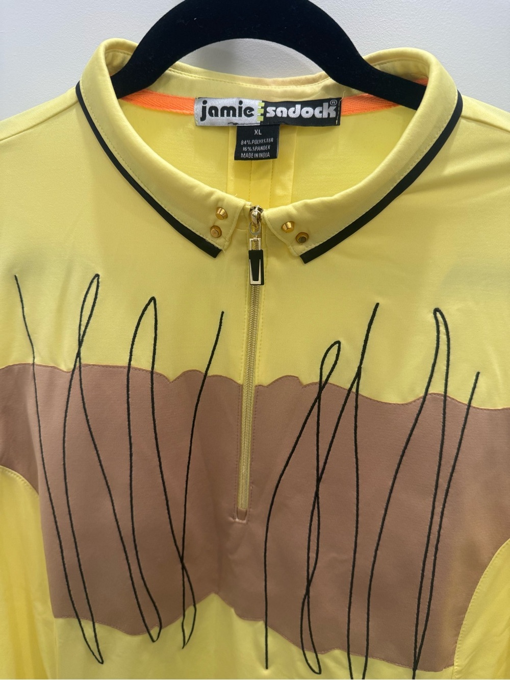 jamie sadock Yellow Sleeveless Golf Top with Brown Chest Panel - Picture 2 of 6
